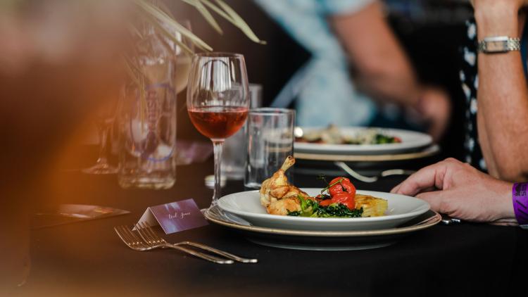 Plate of food on a table during an Eden Sessions Plus meal