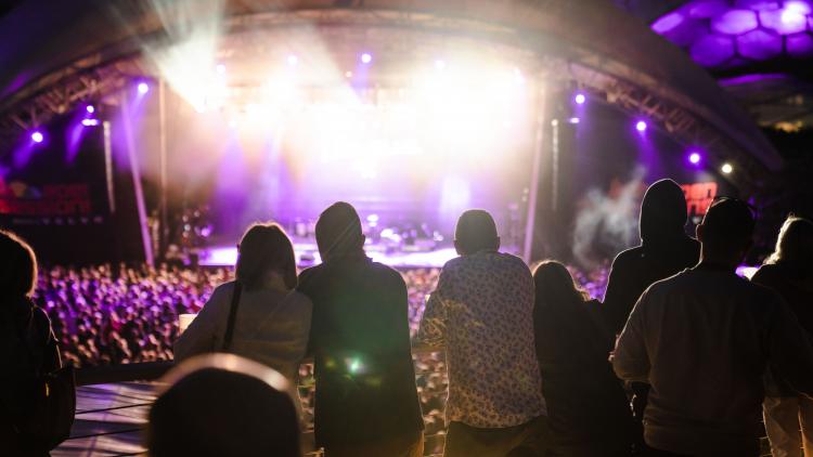 People watching gig from VIP viewing platform